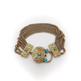 Victorian 18K & Turquoise Bracelet with Padlock Locket-Clasp Bracelet Kirsten's Corner Jewelry 