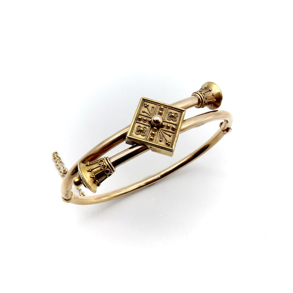 14K Gold Etruscan Revival Bypass Bracelet Bracelet Kirsten's Corner 
