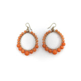 14K Retro Coral Colored Glass Hoop Earrings Earrings Kirsten's Corner Jewelry 