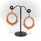 14K Retro Coral Colored Glass Hoop Earrings Earrings Kirsten's Corner Jewelry 