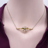 Edwardian 9K Gold & Pearl Swallow Necklace with 14K Gold Chain Necklace Kirsten's Corner Jewelry 