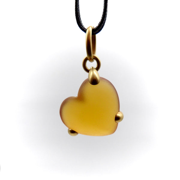 18K Gold Pomellato Frosted Heart Pendant Pendant Kirsten's Corner 