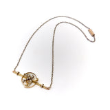 Edwardian 9K Gold & Pearl Swallow Necklace with 14K Gold Chain Necklace Kirsten's Corner Jewelry 