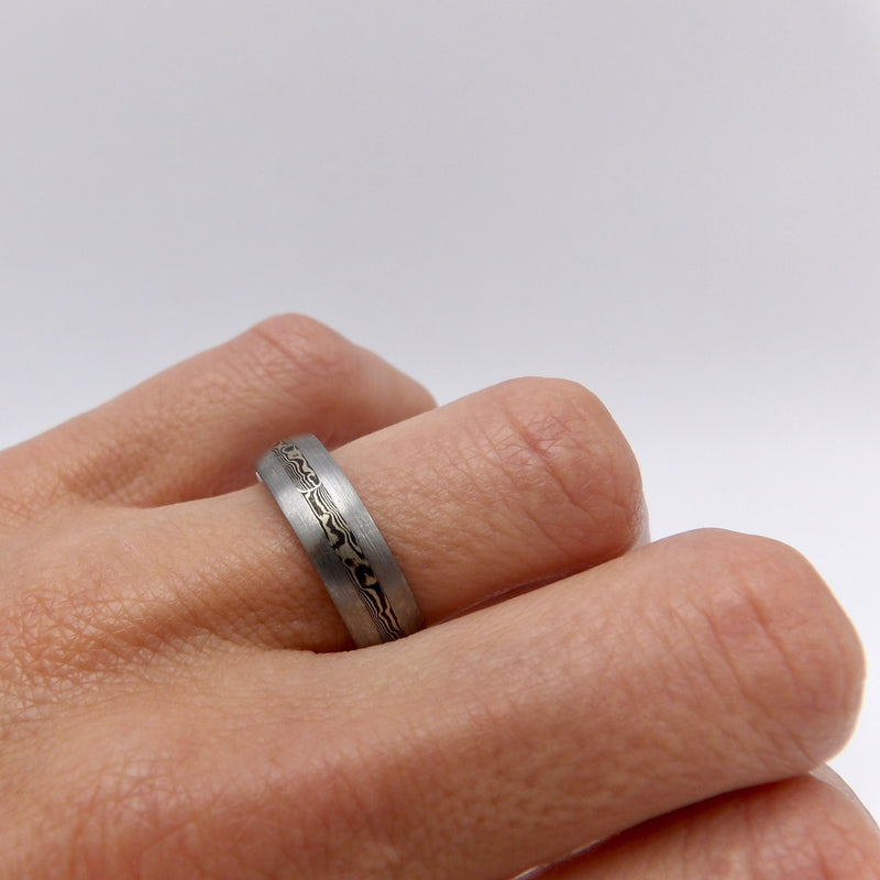 Satin Finished 14k & Cobalt Mokune Gane Titanium Ring Ring Kirsten's Corner Jewelry 