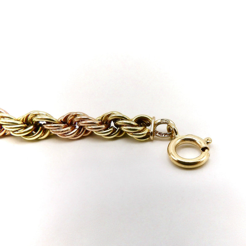 Victorian 14K Rose & Yellow Gold Oversized Rope Link Bracelet Bracelet Kirsten's Corner Jewelry 
