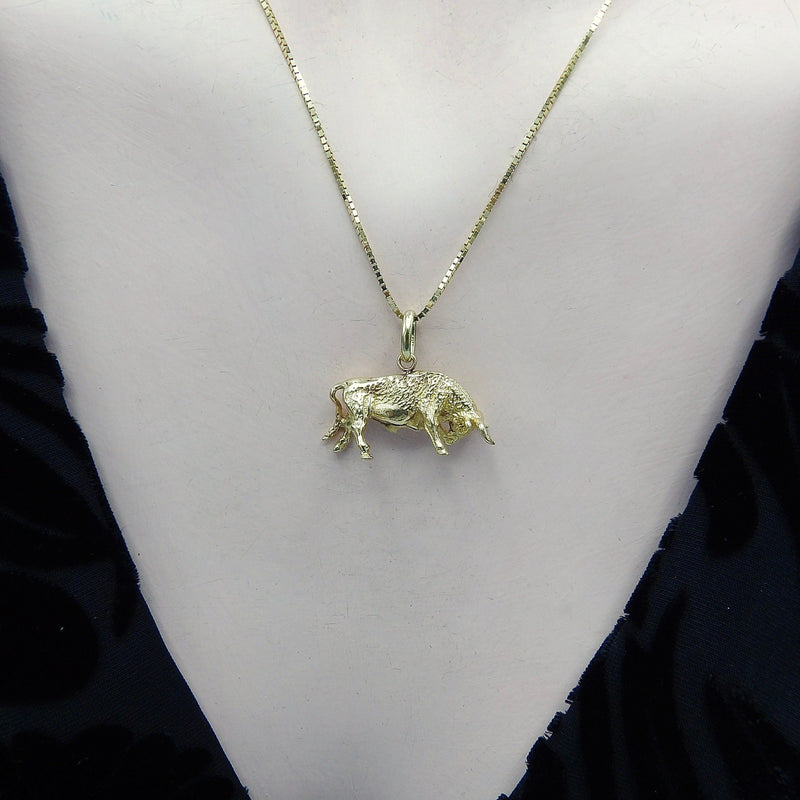 14K Gold Vintage Taurus Bull Pendant / Charm Pendant, Charm Kirsten's Corner Jewelry 