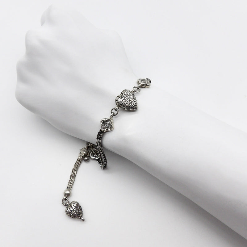 Sterling Silver Victorian Albertina Watch Chain with Heart Chain Kirsten's Corner 