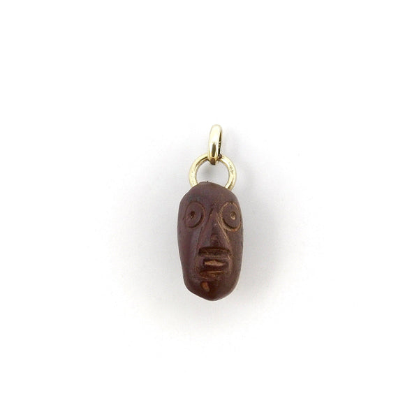 Hand Carved Stone Bead of Head with 14K Gold Bail Kirsten's Corner 