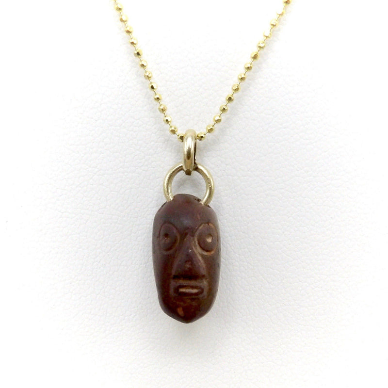 Hand Carved Stone Bead of Head with 14K Gold Bail Kirsten's Corner 