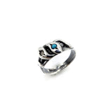 Victorian Revival Sterling Silver Snake Ring w/ Diamond & Turquoise Ring Kirsten's Corner Jewelry 