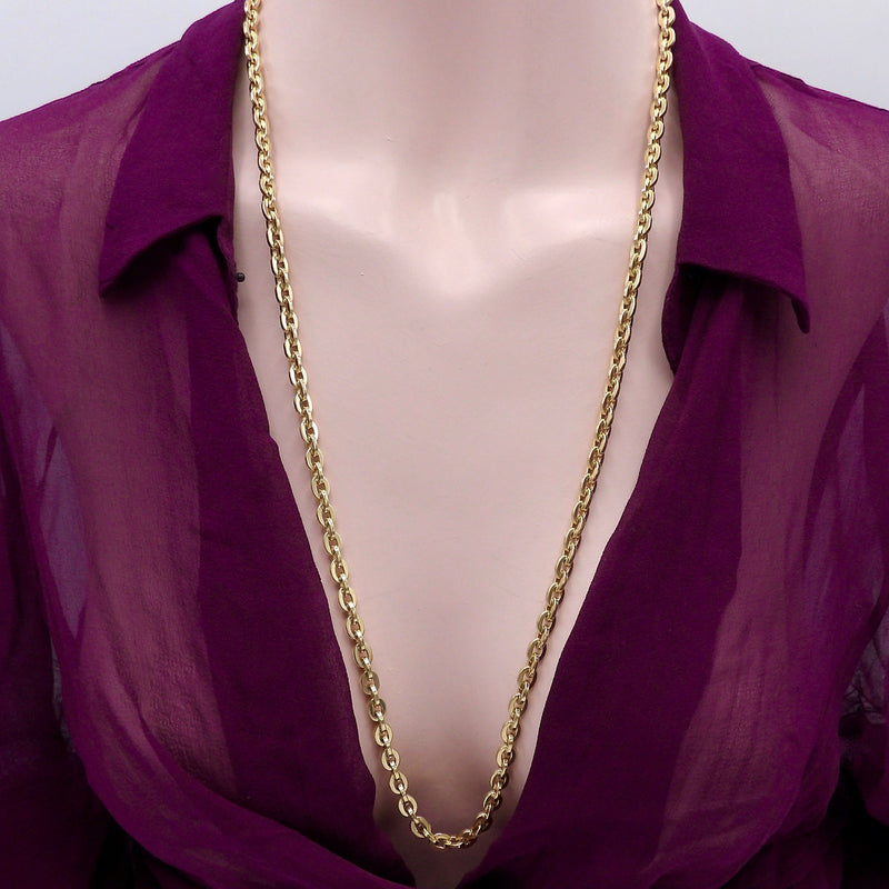 Long Vintage Heavy 14K Gold Chunky Link Chain Necklace Chain Kirsten's Corner 