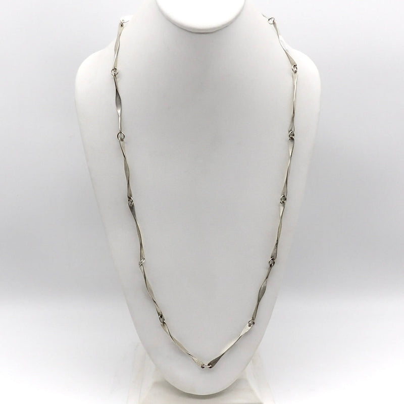 Hand Hammered Sterling Silver Twisted Bar Link Chain Chain Kirsten's Corner 