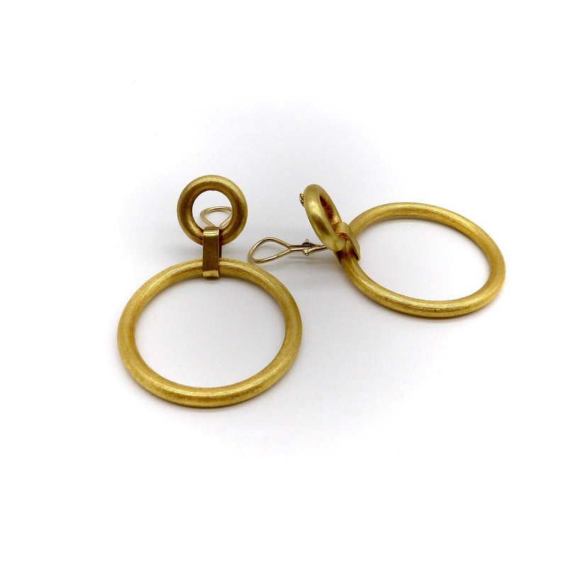 Vintage 14K Gold Florentine Finish Double Hoop Earrings Earrings Kirsten's Corner 