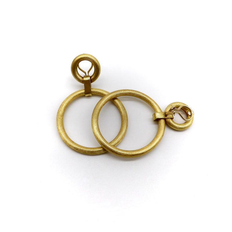 Vintage 14K Gold Florentine Finish Double Hoop Earrings Earrings Kirsten's Corner 