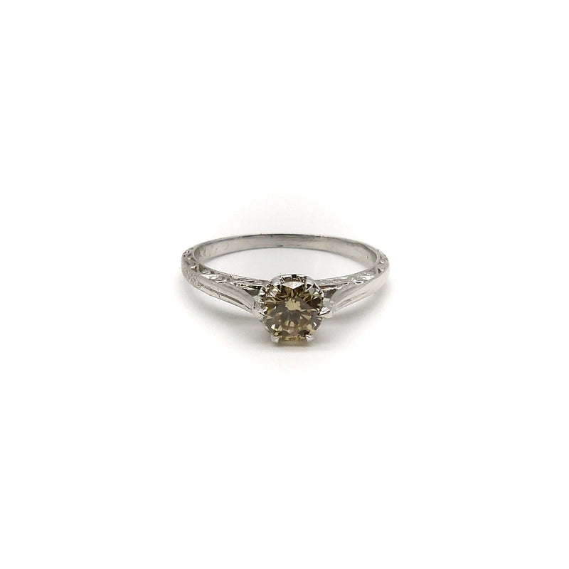 Art Deco 14K White Gold Cognac Diamond Ring Ring Kirsten's Corner 