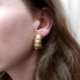 Vintage 14K Gold Fluted Dome Hoop Earrings Earrings Kirsten's Corner 