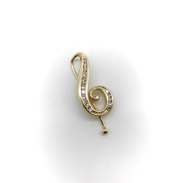 14K Gold Treble Clef Pendant with Diamonds Pendant, Charm Kirsten's Corner 