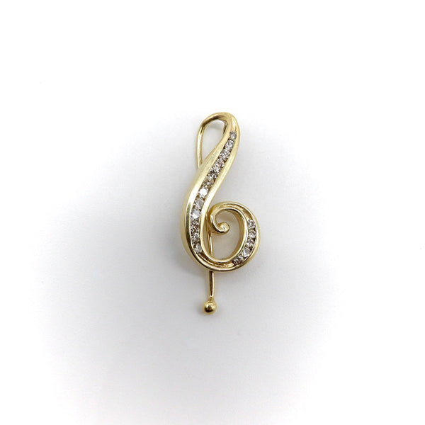 14K Gold Treble Clef Pendant with Diamonds Pendant, Charm Kirsten's Corner 