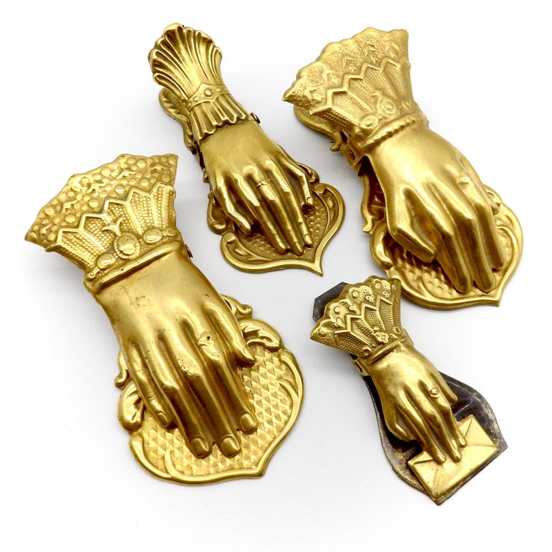 Victorian Hand Shaped Gilt Paperclip with Flowers on Sleeve Objects of Virtue Kirsten's Corner 