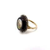 14K Gold Micro Mosaic Ring of Coliseum with Halo Ring Kirsten's Corner 