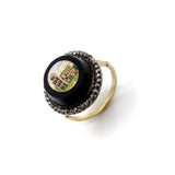 14K Gold Micro Mosaic Ring of Coliseum with Halo Ring Kirsten's Corner 