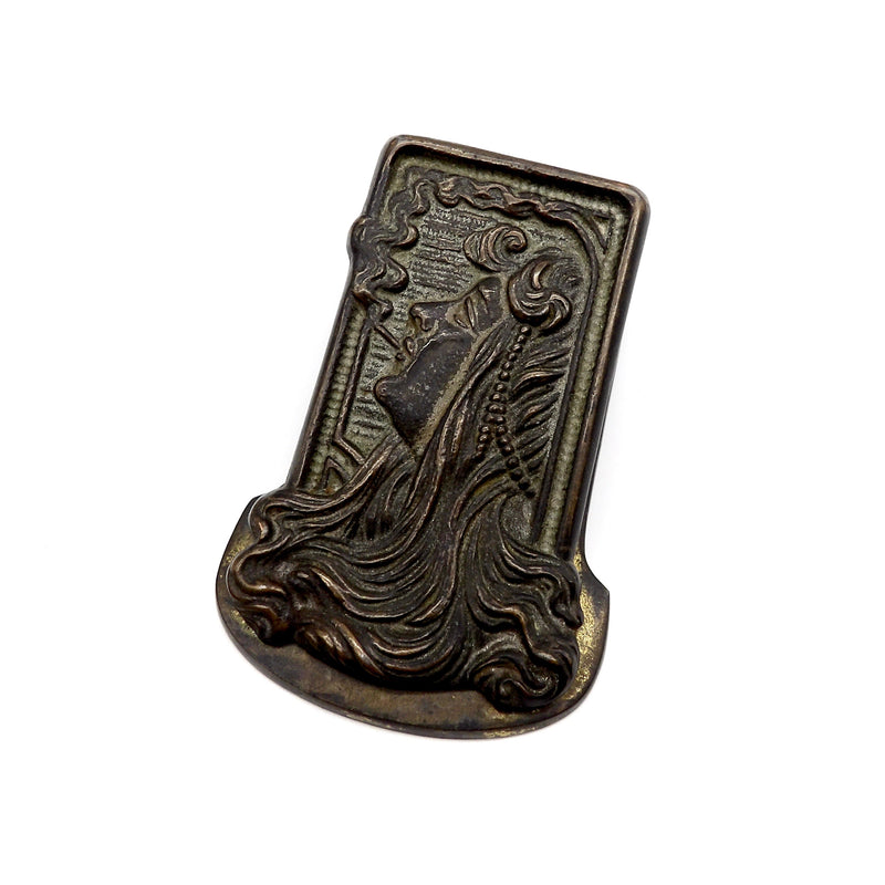 Bronze Victorian Era Paper Clip with Woman Smoking Objects of Virtue Kirsten's Corner 