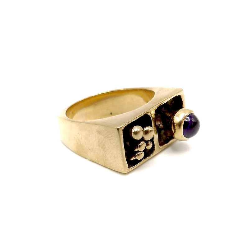 14K Modern Architectural Ring with Amethyst Ring Kirsten's Corner Jewelry 