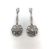 Platinum Old European and Rose Cut Diamond Dangle Earrings Earrings Kirsten's Corner 
