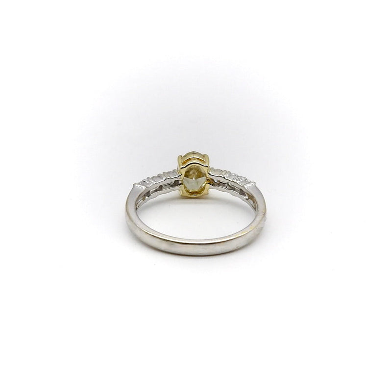 18K Gold Oval Yellow Diamond and Diamond Ring Ring Kirsten's Corner 