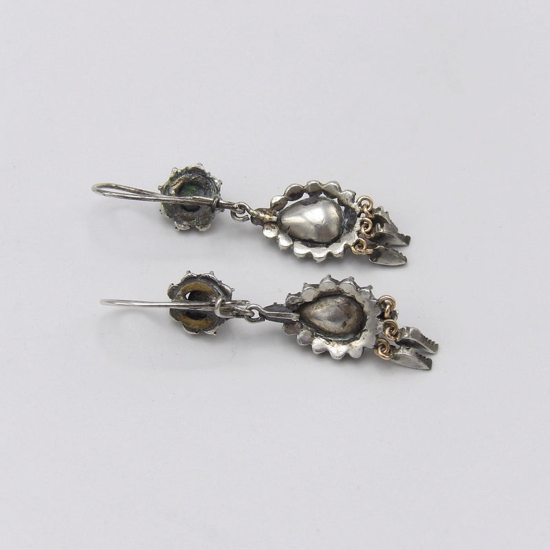 Georgian Sterling Silver & Diamond Collett Set Earrings Earrings Kirsten's Corner Jewelry 