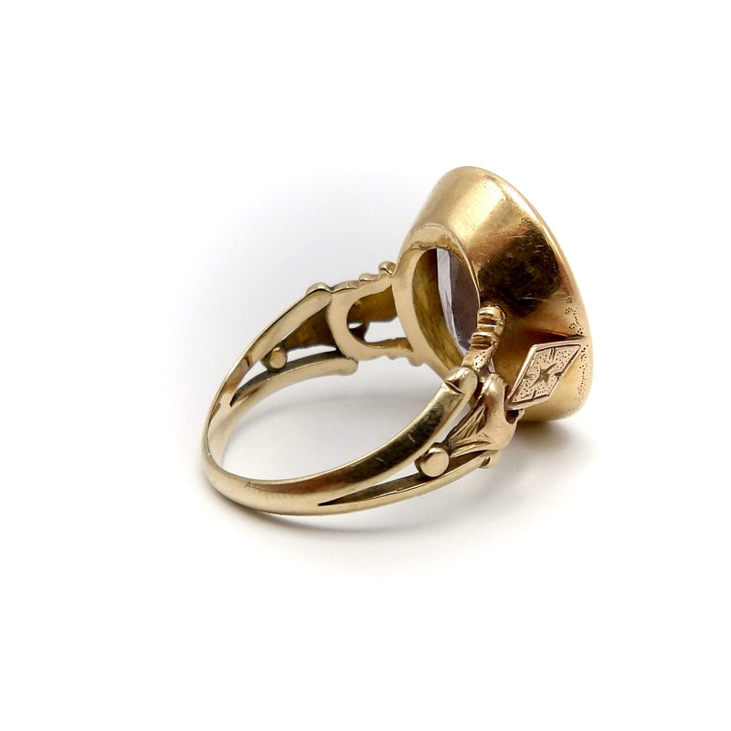 Victorian Amethyst Intaglio 14K Gold Signet Ring Ring Kirsten's Corner 