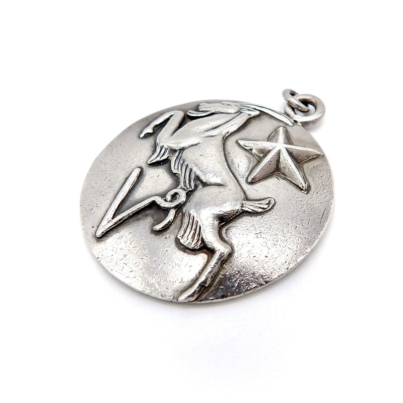 Margot de Taxco Zodiac Sterling Silver Capricorn Pendant Medallion Pendant, Charm Kirsten's Corner Jewelry 