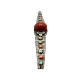 Egyptian Revival Turquoise & Coral, Scarab Silver Bracelet Bracelet Kirsten's Corner Jewelry 