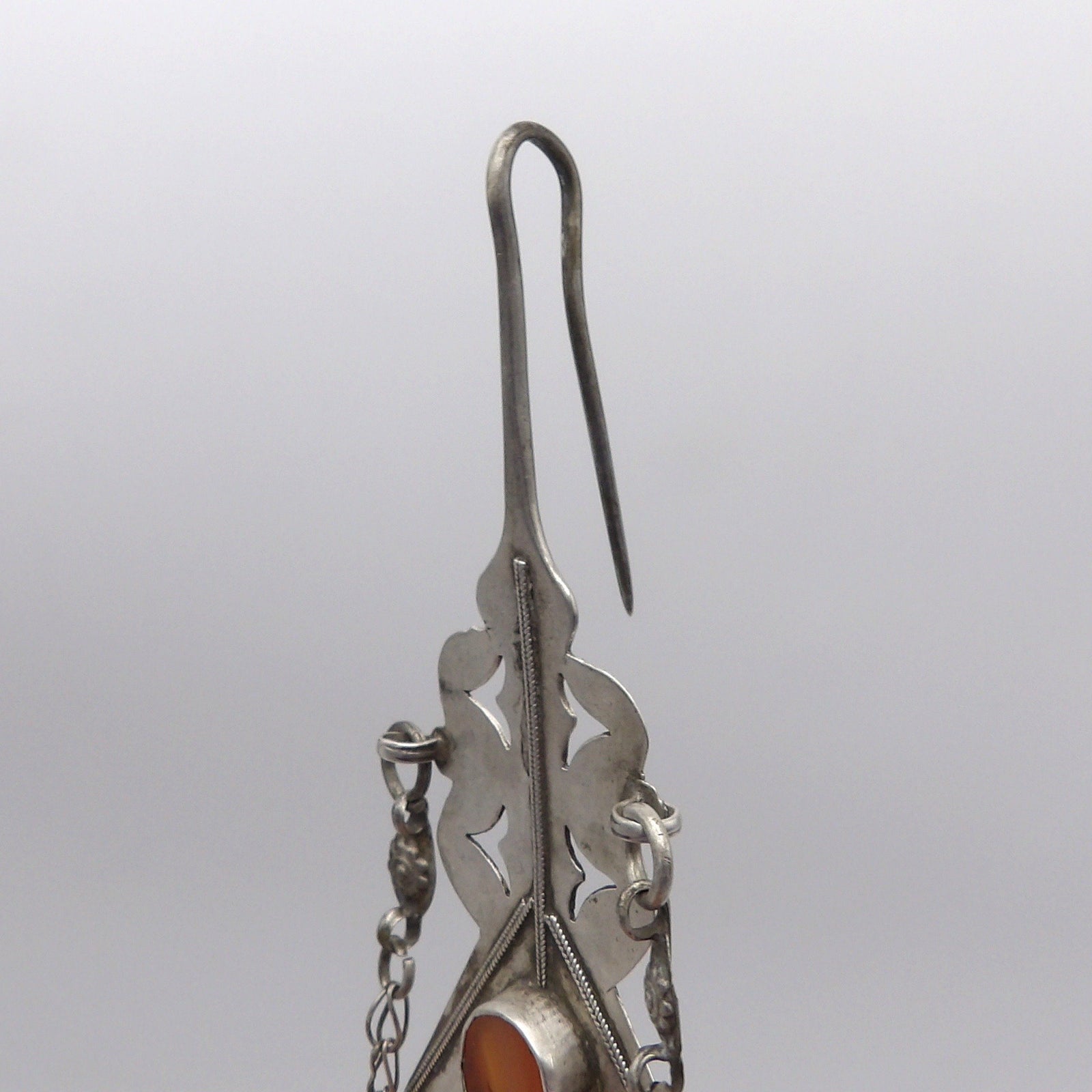 Tribal 800 Silver & Carnelian Uzbekistan Earrings I
