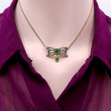 Georgian Component Diamond and Emerald 14K Gold and Silver Necklace Necklace Kirsten's Corner 