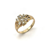 Old Mine Cut Diamond Flower Cluster Ring in 14K Gold Ring Kirsten's Corner 
