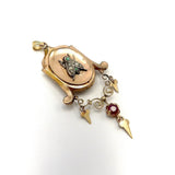 12K Gold Victorian Fly Locket with Turquoise, Pearl and Ruby pendant Kirsten's Corner 