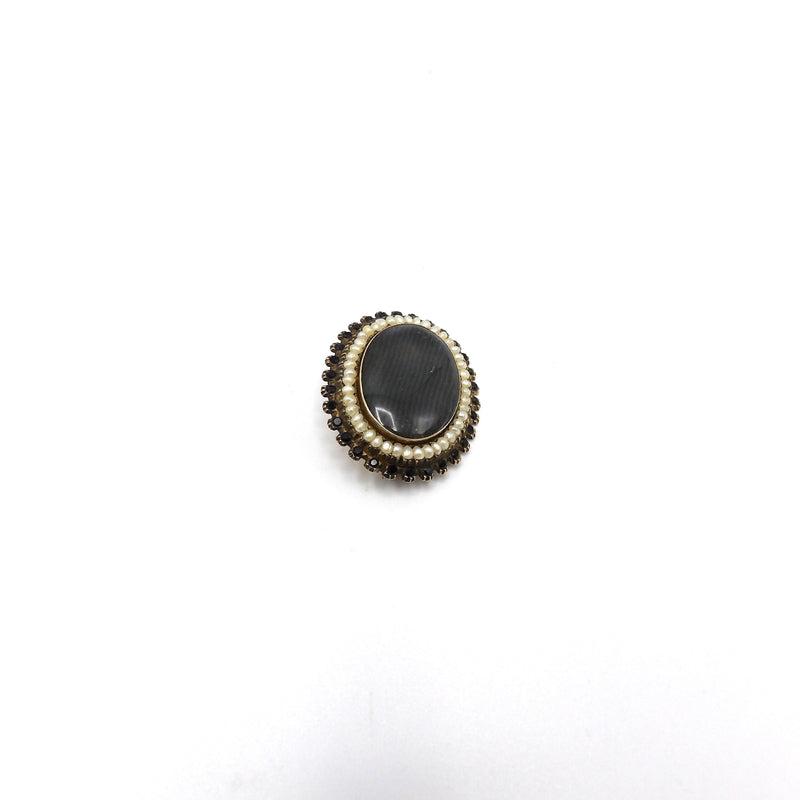 14K Gold Victorian Mourning Brooch with Hair, Faceted Stones and Pearls Brooches, Pins Kirsten's Corner Jewelry 