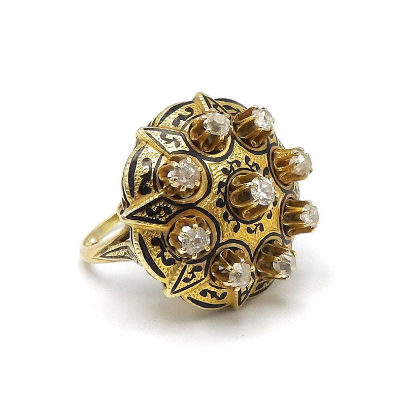Victorian 18K Gold and Diamond Taille d’Epargne Ring Ring Kirsten's Corner Jewelry 