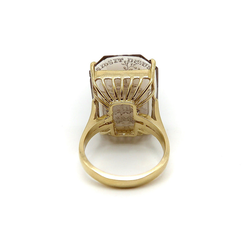 14K Smokey Topaz Carved Intaglio Ring Ring Kirsten's Corner Jewelry 