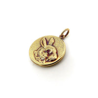 14K Gold & Ruby Victorian Inspired Signature Rabbit Pendant-Charm
