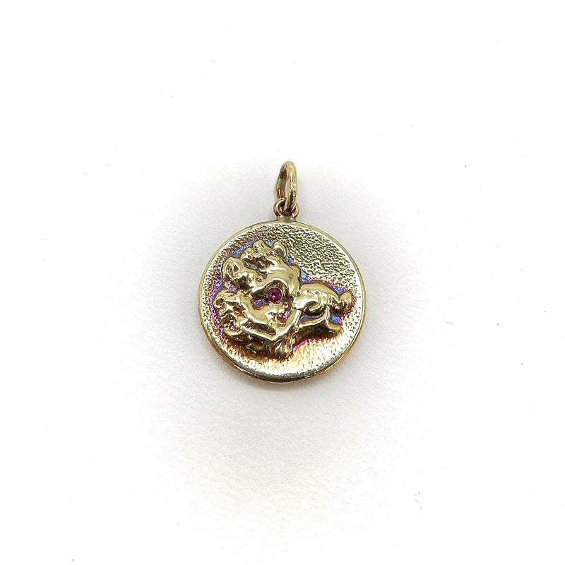 14K Gold & Ruby Victorian Inspired Signature Boar Pendant-Charm Pendant, Charm Kirsten's Corner Jewelry 