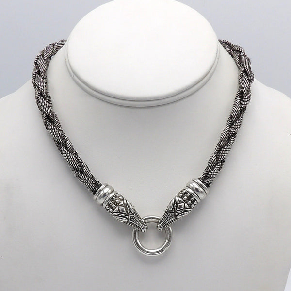 Vintage Kieselstein-Cord Sterling Silver Woven Double Crocodile Necklace Necklace Kirsten's Corner Jewelry 
