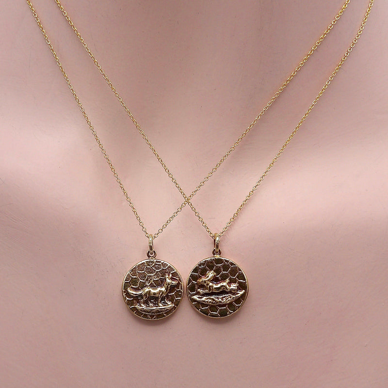 14K Gold Victorian Inspired Signature Jumping Rabbit Pendant-Charm Pendant, Charm Kirsten's Corner Jewelry 