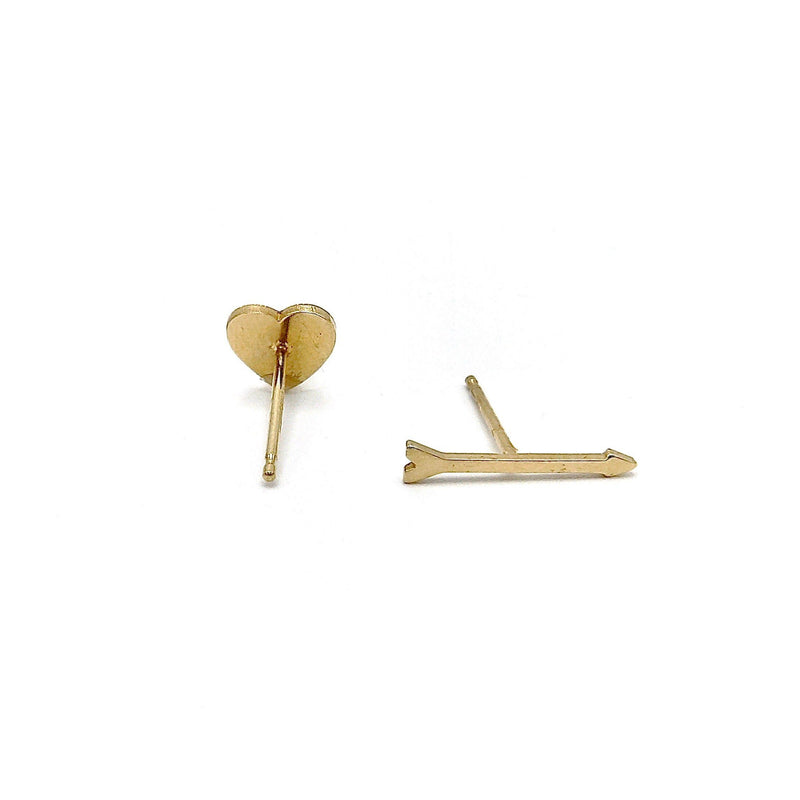 14K Gold Zoë Chicco Black Pave Diamond Heart and Arrow Stud Earrings Kirsten's Corner 