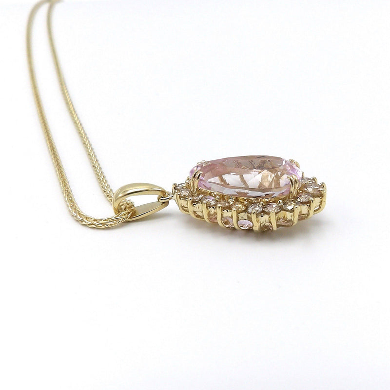 Vintage 14K Gold, Kunzite and Cognac Diamond Necklace Necklace Kirsten's Corner Jewelry 