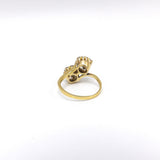Victorian 18K Gold and Rose Cut Diamond Flower Bypass Ring ring Kirsten's Corner Jewelry 