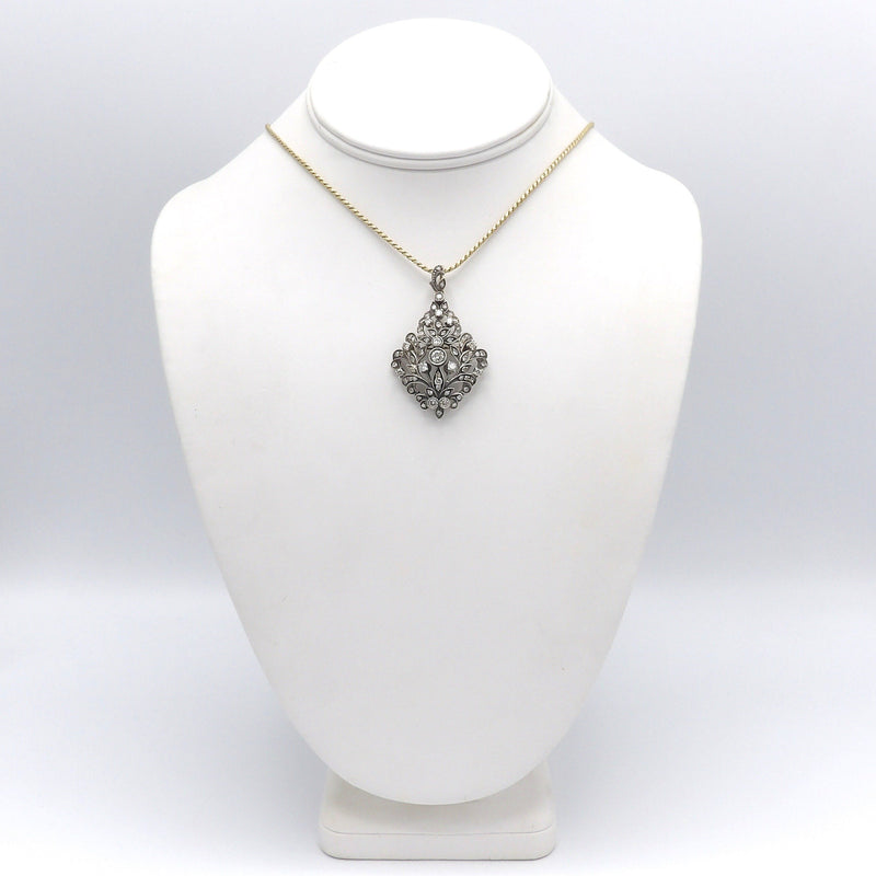 Late Victorian Sterling Silver and 12K Gold Diamond Pendant Pendant Kirsten's Corner Jewelry 