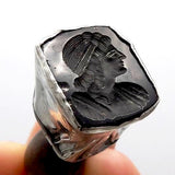 Antique Sterling Silver & Black Agate Intaglio Seal Objects of Virtue Kirsten's Corner Jewelry 