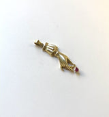 14K Gold Signature Hand Pendant with Ruby Drop